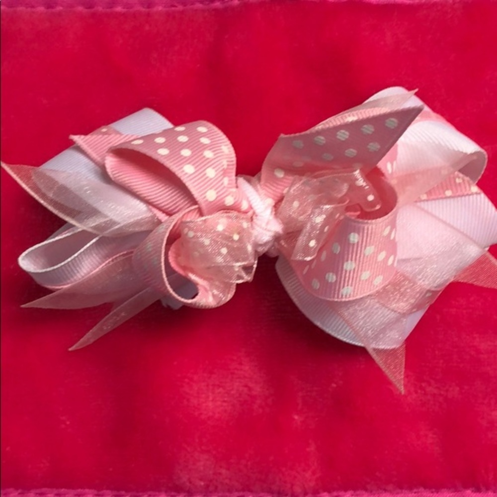 NEW Beautiful HANDMADE pink and white  hair bow